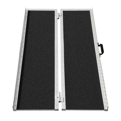 Portable Wheelchair Ramp, 4 ft 800 lbs Capacity, Non-Slip Folding Aluminum Threshold Ramp, Foldable Mobility Scooter Ramp Wheelchair Ramp, Handicap Ramp for Home Stairs, Stairs, Doorways, Curbs