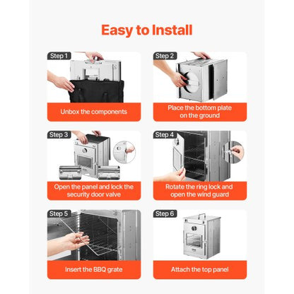 Faltbarer Campingofen Edelstahl Tragbare Campingküche 3 Ebenen Grill | EU