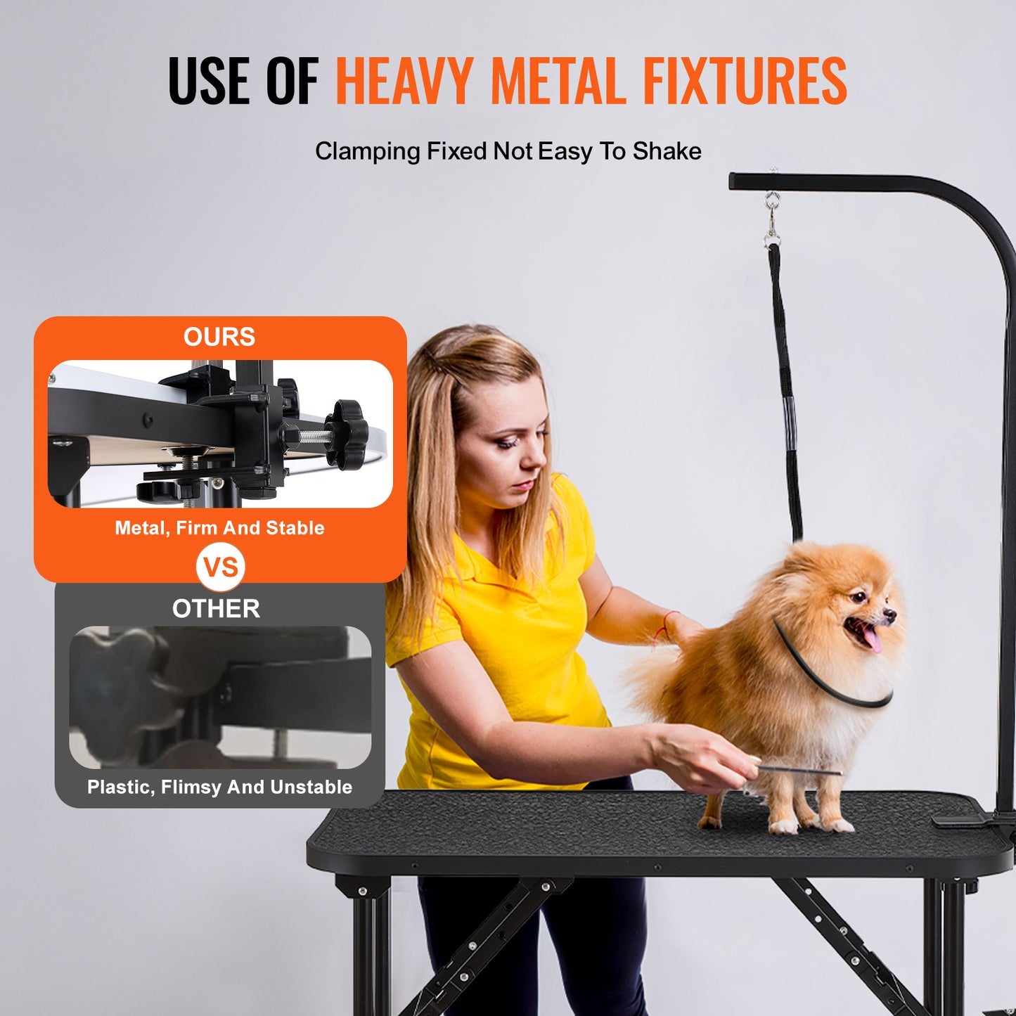 PET Grooming Table Arm with Clamp, 808 x 460 mm Dog Grooming Station, Foldable PET Grooming Stand for Medium and Small Dogs, Free No Sit Hanging Holder with Grooming Loop, Bearing 99.8 kg
