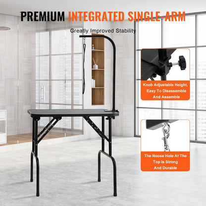 PET Grooming Table Arm with Clamp, 808 x 460 mm Dog Grooming Station, Foldable PET Grooming Stand for Medium and Small Dogs, Free No Sit Hanging Holder with Grooming Loop, Bearing 99.8 kg