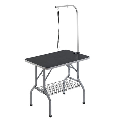 PET Grooming Bordsarm med klämma, 915 x 610 mm Hund Grooming Station, hopfällbart PET Grooming Stativ för medelstora och små hundar, Fri No Sit Hunch-hållare med Grooming Loop, Lager 149,7 kg