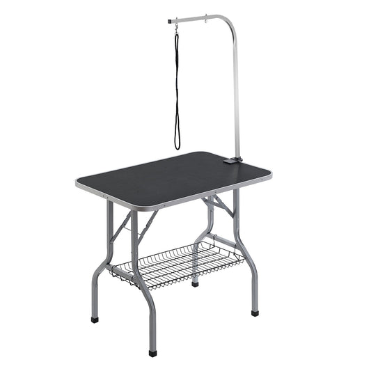 PET Grooming Bordsarm med klämma, 915 x 610 mm Hund Grooming Station, hopfällbart PET Grooming Stativ för medelstora och små hundar, Fri No Sit Hunch-hållare med Grooming Loop, Lager 149,7 kg