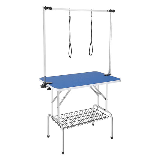 Pet Grooming Bord Två armar med klämma, 915 x 610 mm Hund Grooming Station, hopfällbart Husdjur Grooming Stativ för medelstora och små hundar, Gratis två No Sit Hänghållare med Grooming Loop, Lager 150 kg