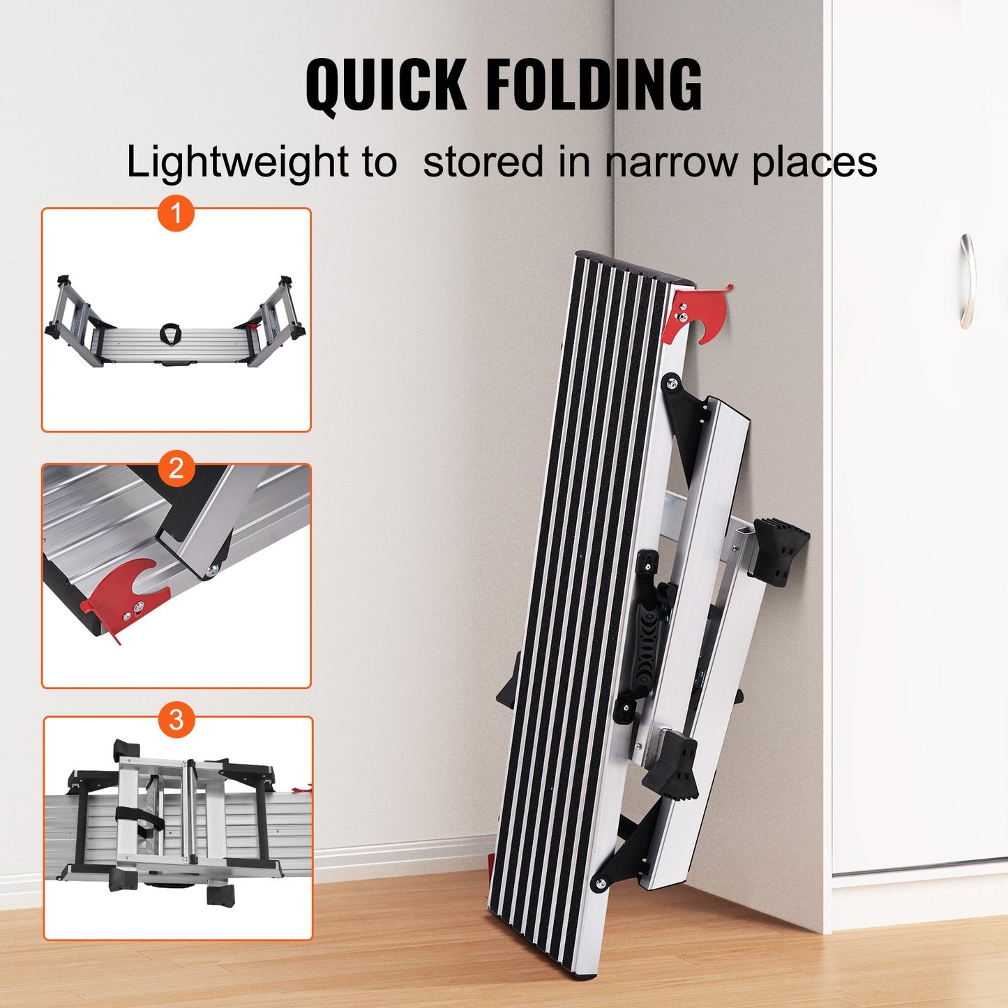 Foldable Work Platform, 660 lbs Load Capacity, Aluminum Gypsum Pallet Ladder, Heavy Duty Workbench with Non-Slip Feet, Ideal for Vehicle Washing, Cleaning, Painting, Decorating