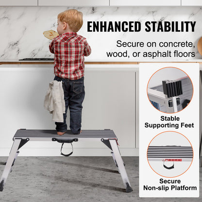 Foldable Work Platform, 660 lbs Load Capacity, Aluminum Gypsum Pallet Ladder, Heavy Duty Workbench with Non-Slip Feet, Ideal for Vehicle Washing, Cleaning, Painting, Decorating