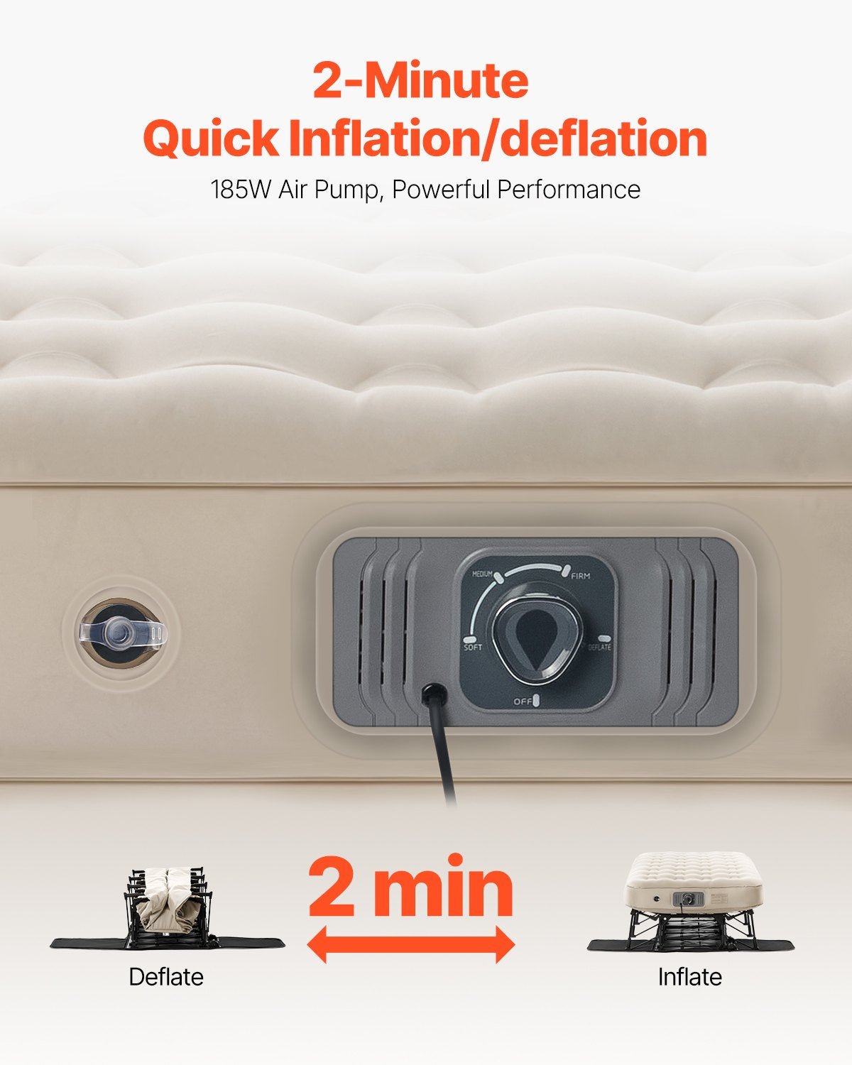 Air mattress with frame and pump 1 person inflatable camping bed 300lbs