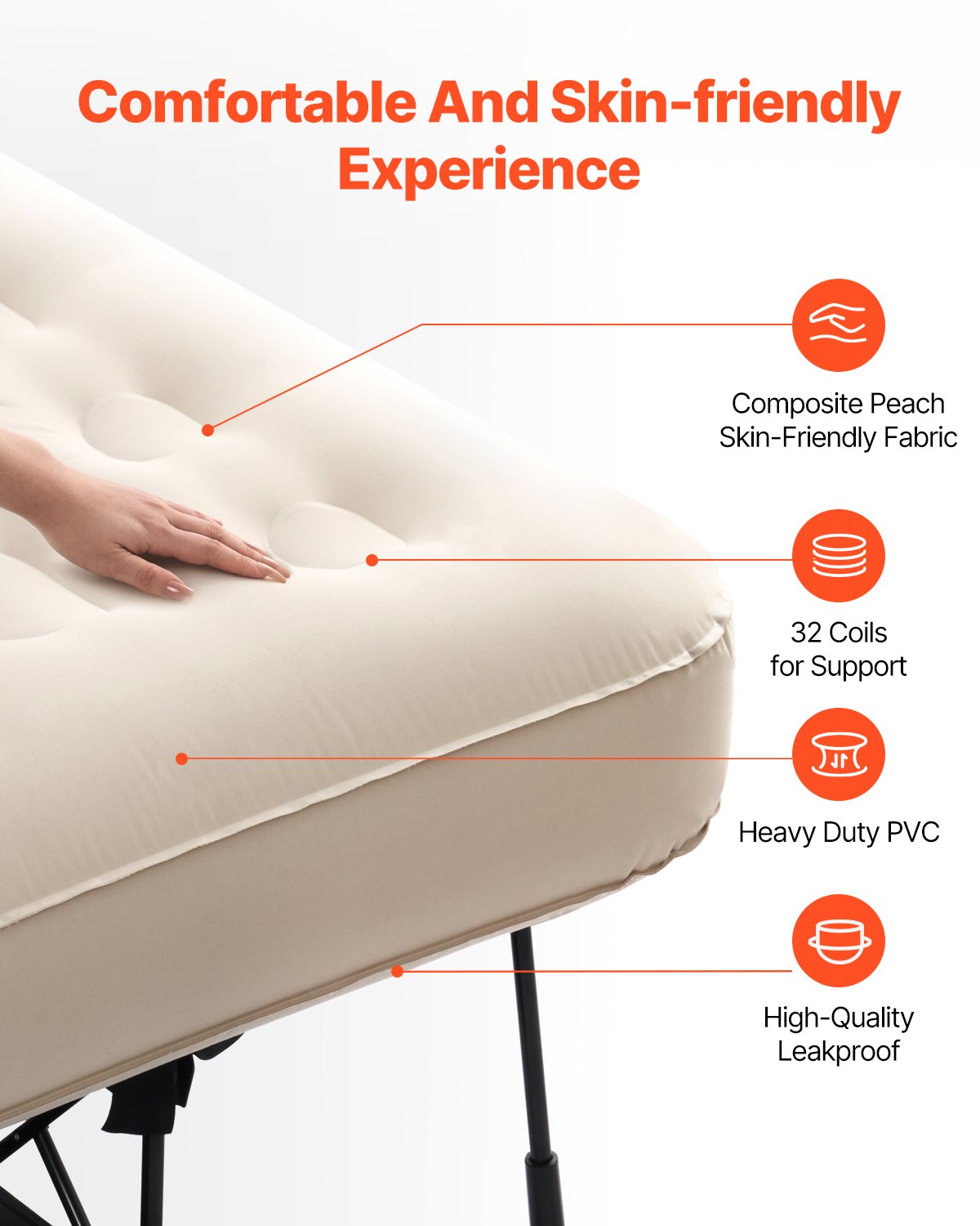 Air mattress with frame and pump 1 person inflatable camping bed 300lbs