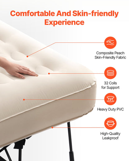 Air mattress with frame and pump 1 person inflatable camping bed 300lbs
