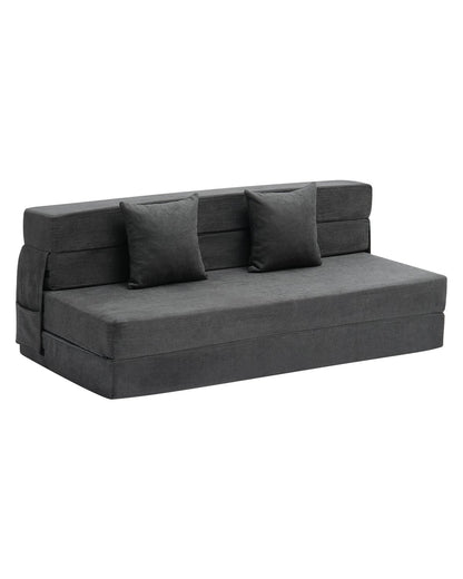 Folding Sofa Bed 3-in-1 Folding Sofa Bed with 2 Cushions Dark Grey Queen