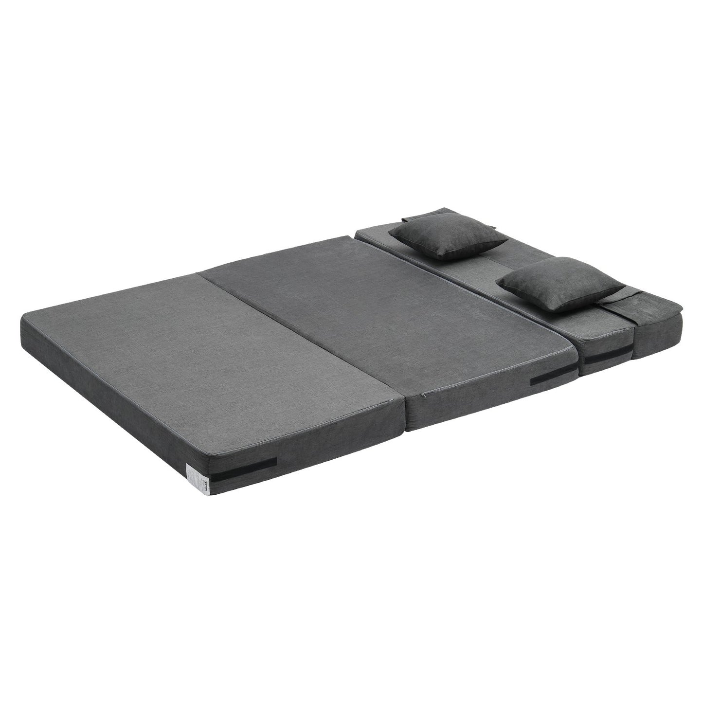 Folding Sofa Bed 3-in-1 Folding Sofa Bed with 2 Cushions Dark Grey Queen
