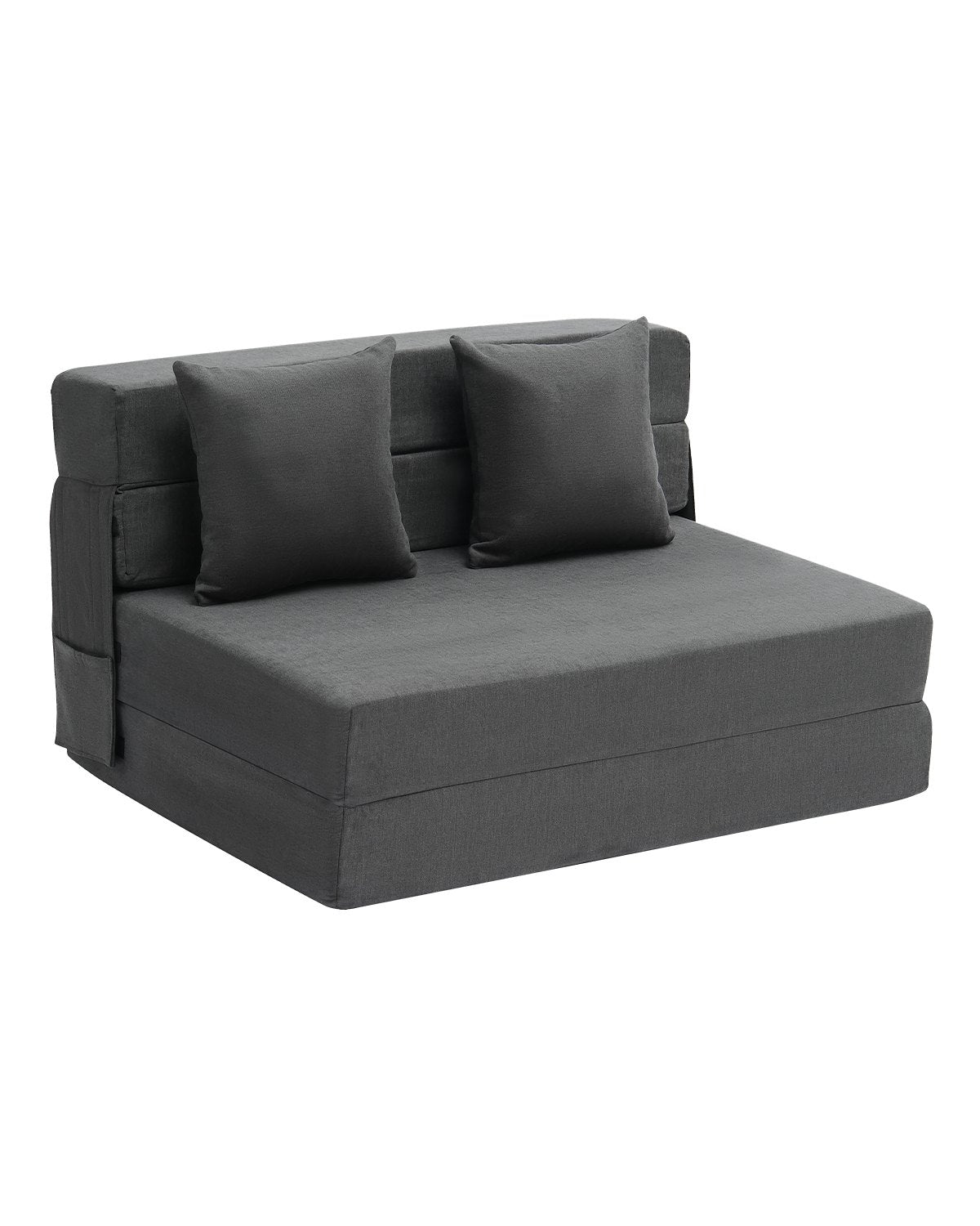 Folding sofa bed 3-in-1 folding sofa bed with 2 cushions dark grey twin