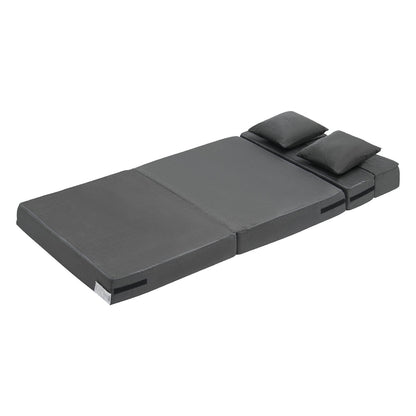 Folding sofa bed 3-in-1 folding sofa bed with 2 cushions dark grey twin