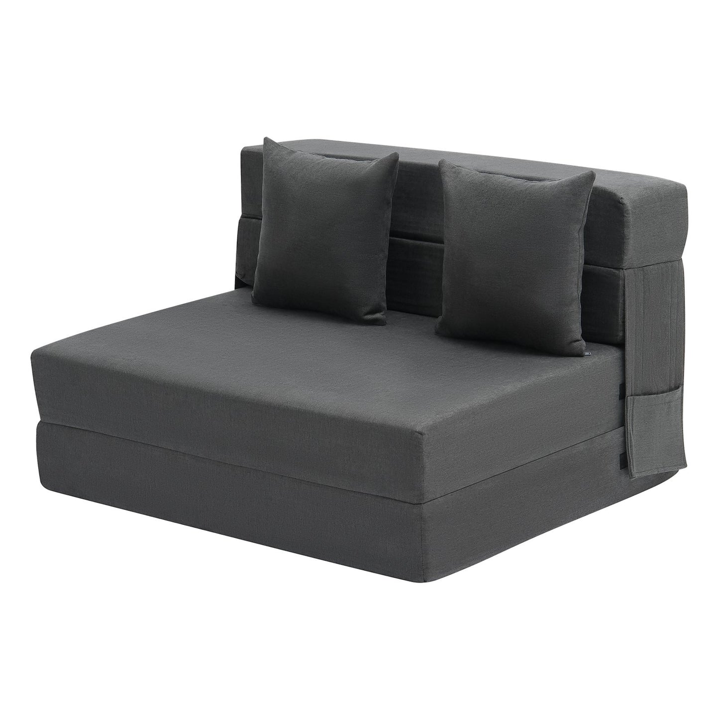 Folding sofa bed 3-in-1 folding sofa bed with 2 cushions dark grey twin