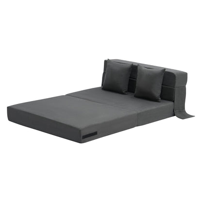 Folding sofa bed 3-in-1 folding sofa bed with 2 cushions dark grey twin