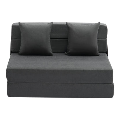 Folding sofa bed 3-in-1 folding sofa bed with 2 cushions dark grey twin