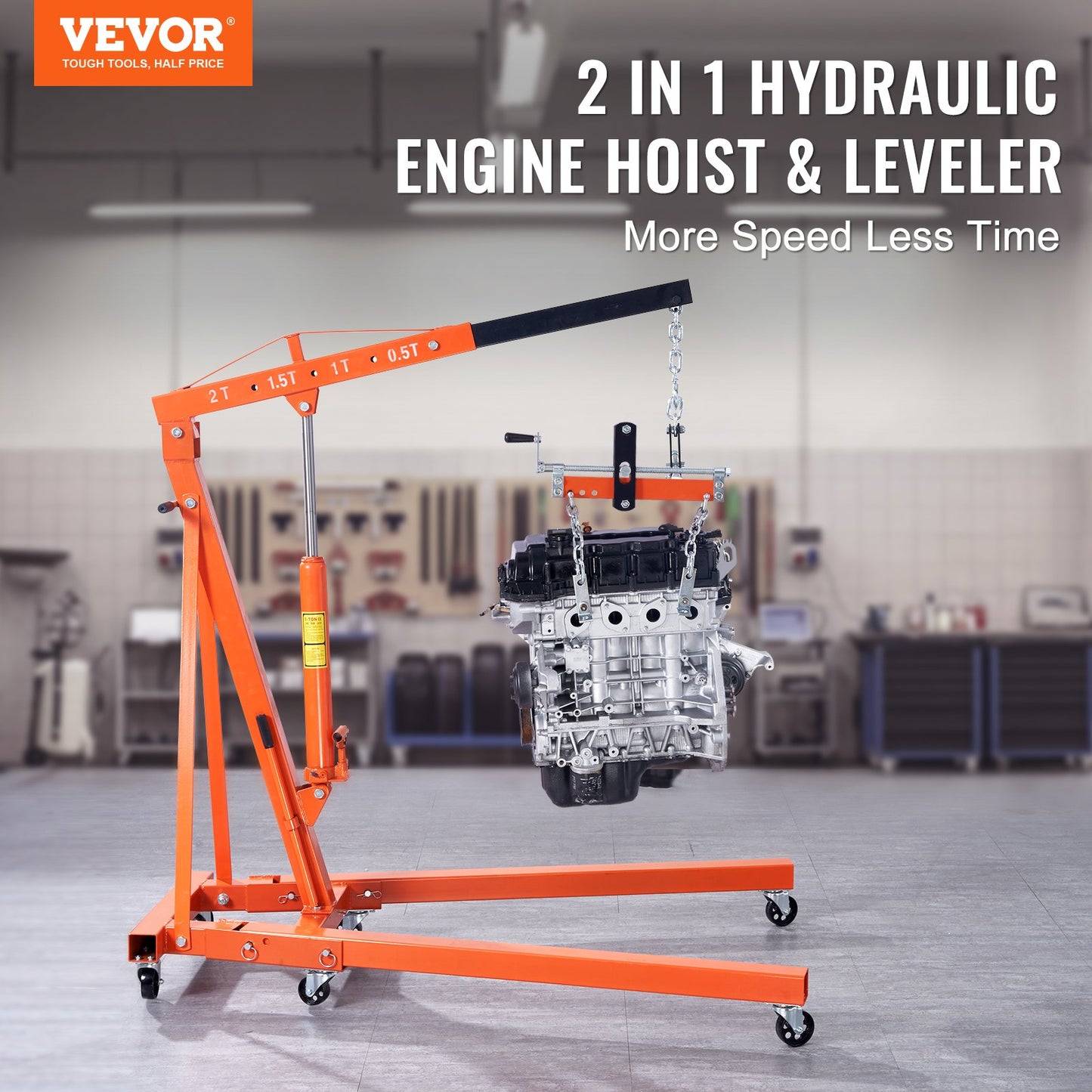 Motorlyftslyftare 4400 LBS/2 TON Cherry Picker Shop Kran lastlyftsverktyg