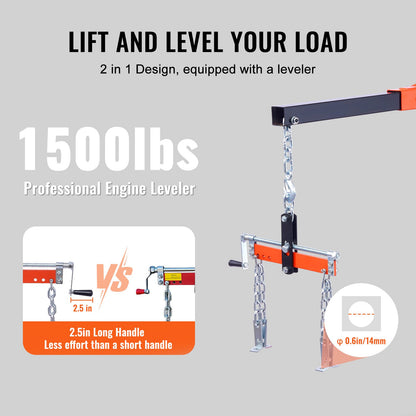 Motorlyftslyftare 4400 LBS/2 TON Cherry Picker Shop Kran lastlyftsverktyg