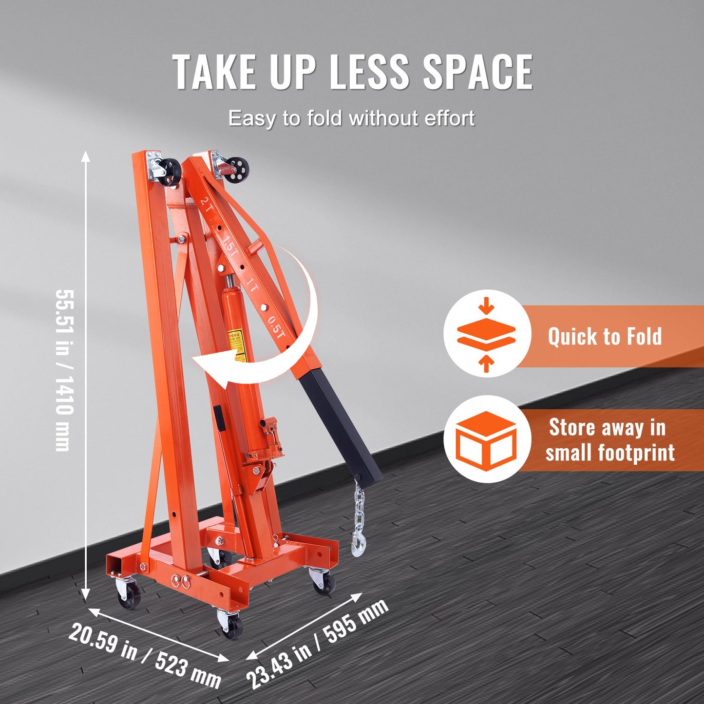 Motorlyftslyftare 4400 LBS/2 TON Cherry Picker Shop Kran lastlyftsverktyg