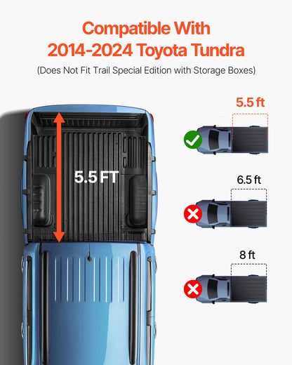 Tri-Fold Tonneau Cover Truck Bed Cover for 2014-2024 Toyota Tundra Light