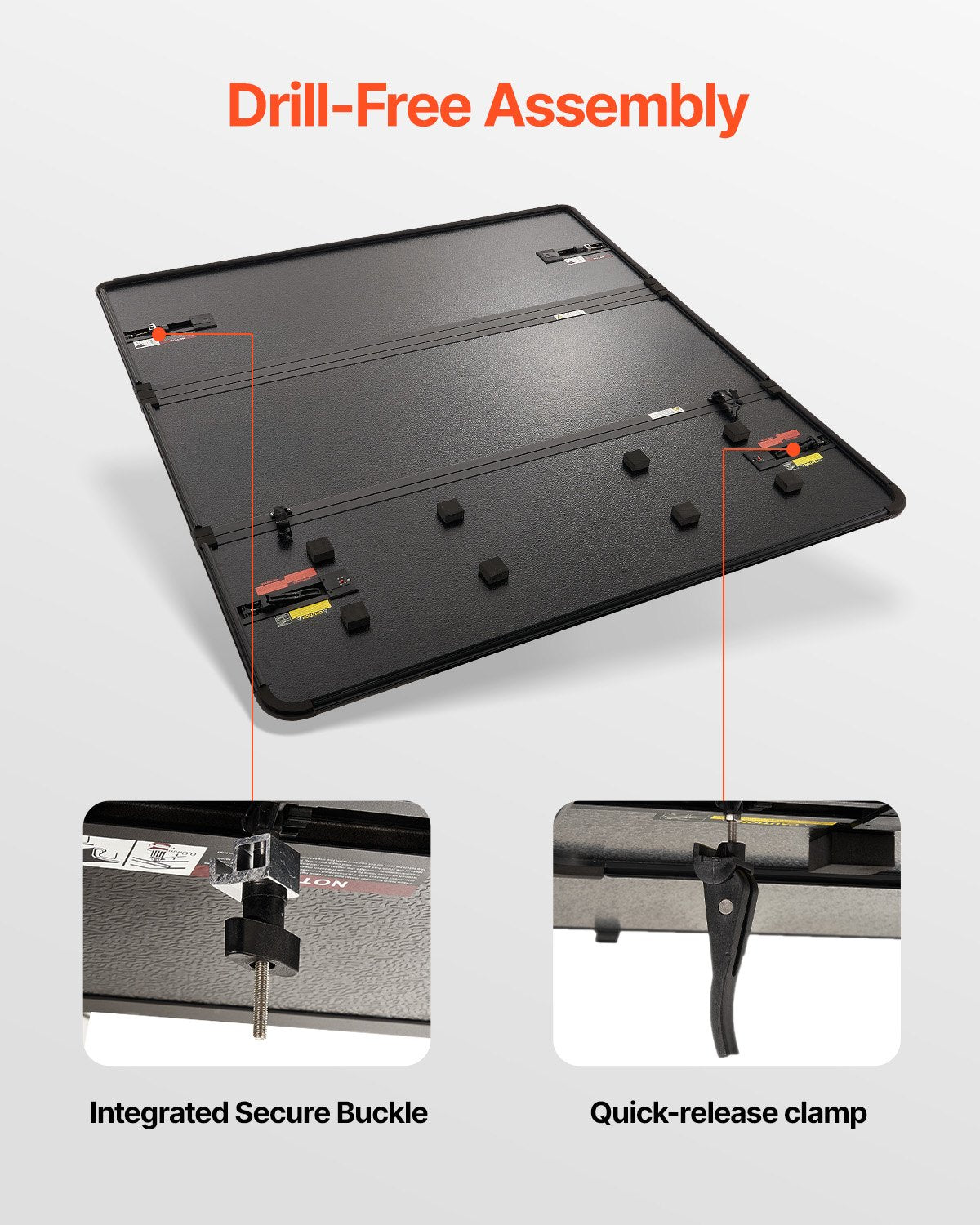 Tri-Fold Tonneau Cover Truck Bed Cover för 2015-2024 Ford F-150 LED Light