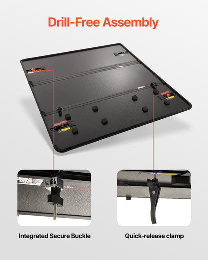 Tri-Fold Tonneau Cover Truck Bed Cover för 2015-2024 Ford F-150 LED Light