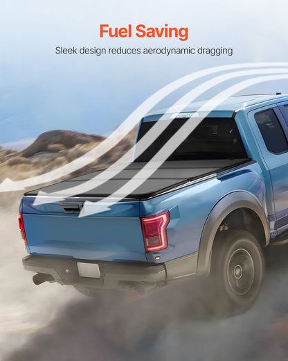 Tri-Fold Tonneau Cover Truck Bed Cover för 2015-2024 Ford F-150 LED Light