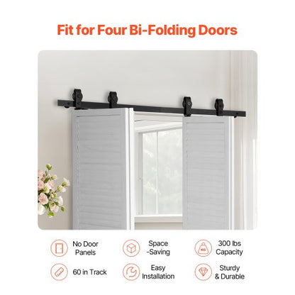 Folding Sliding Door Track Kit 60" For Four 14" Doors | EU