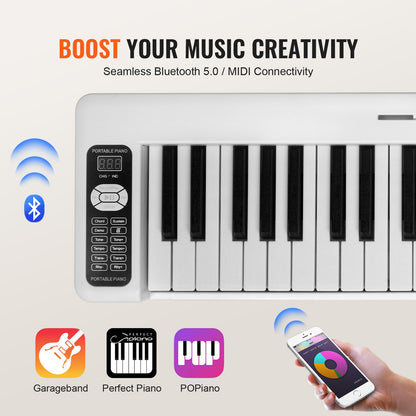 61 Key Folding Keyboard Piano Portable Foldable Piano Bluetooth MIDI Vit