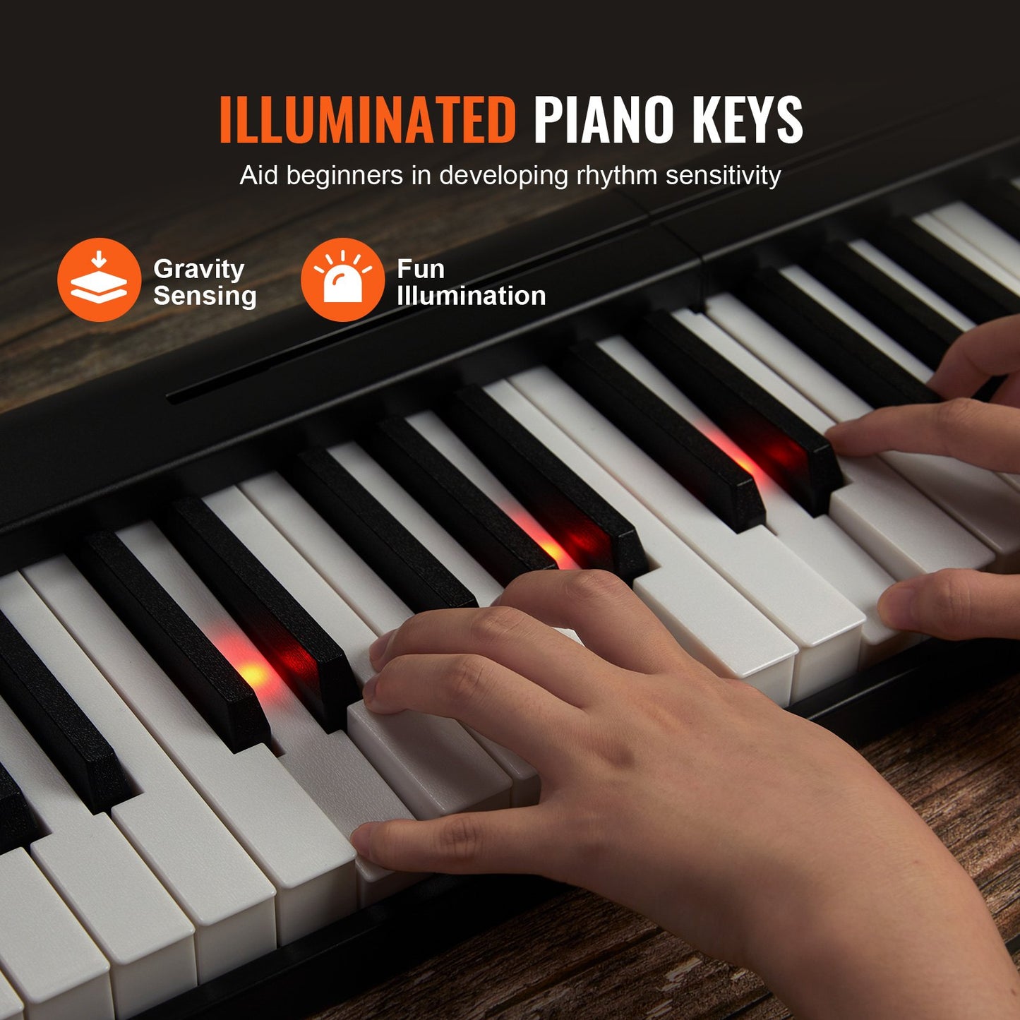 61 Key Folding Keyboard Piano Portable Foldable Piano Bluetooth MIDI Svart