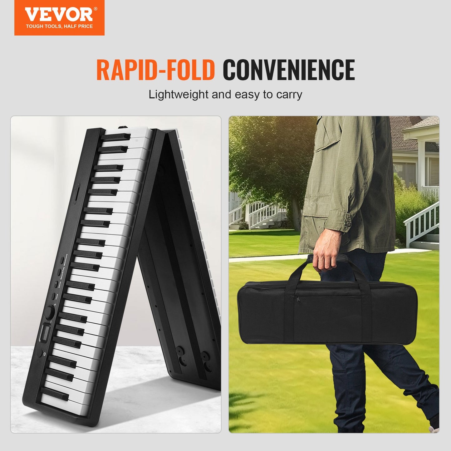 88 Key Folding Keyboard Piano Portable Foldable Piano Bluetooth MIDI Svart