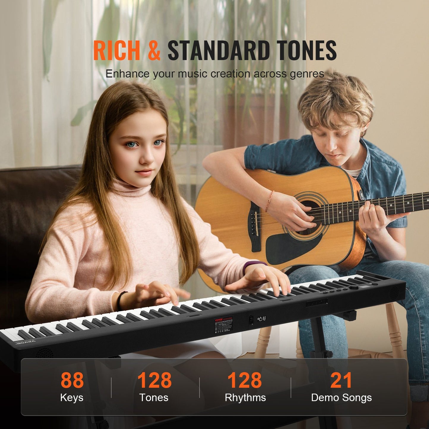 88 Key Folding Keyboard Piano Portable Foldbar Bluetooth MIDI med stativ