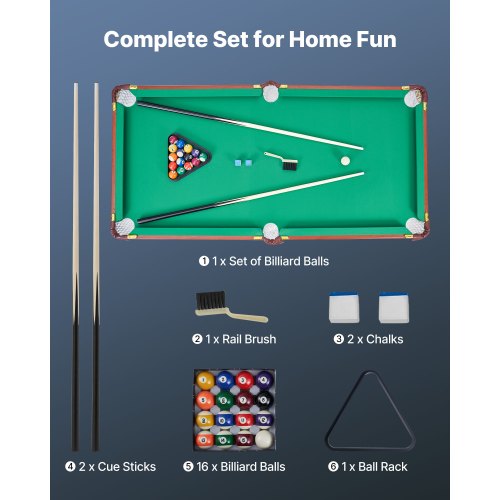 Hopfällbart biljardbord, 140 cm bärbara biljardbord, hopfällbart platsbesparande underhållningsset inkluderar boll, biljardkö, ställ, krita, borste, brunt med butterfly-tyg, för familjebruk, rekreationsrum |  EU
