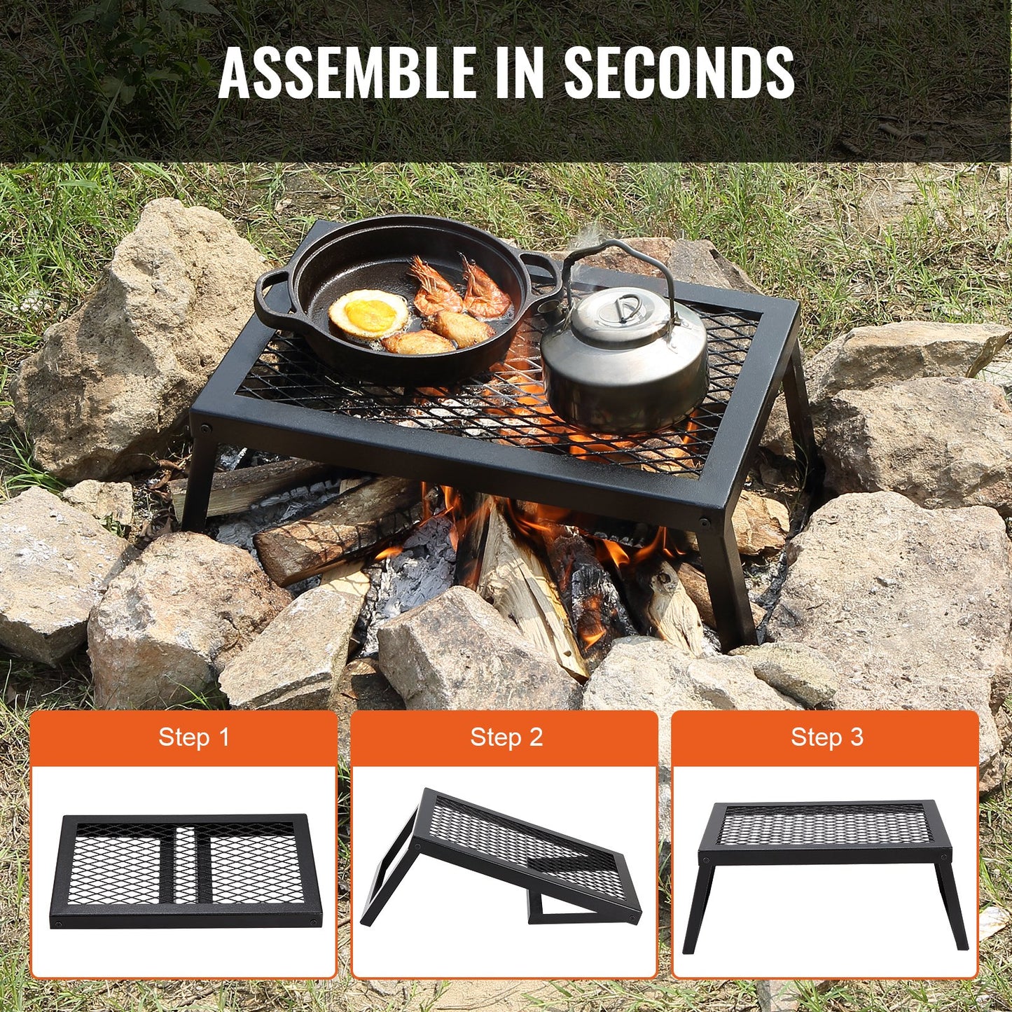 Folding Campfire Grill Bärbar Camping Fire Pit Stål Utomhus BBQ Picknick