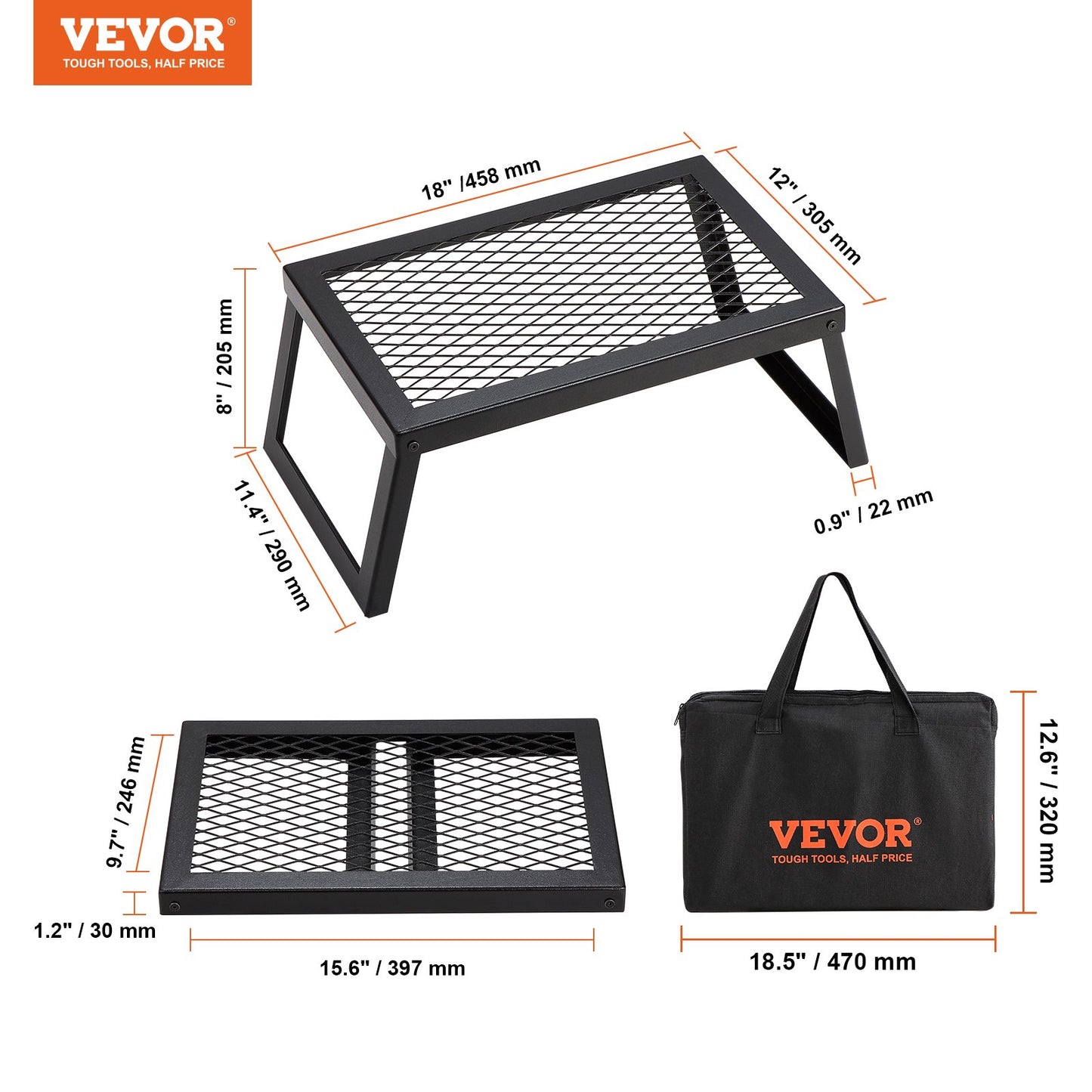 Folding Campfire Grill Bärbar Camping Fire Pit Stål Utomhus BBQ Picknick