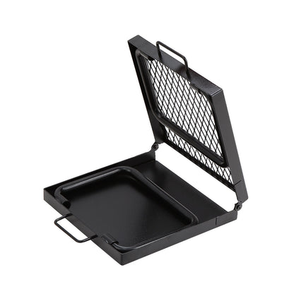 Folding Campfire Grill, Heavy Duty Steel Mesh Galler, 57 cm Portabla campinggaller över eldstaden, lägereldsmatlagningsutrustning med benbärväska, grillstativ för utomhusmatlagning med öppen låga