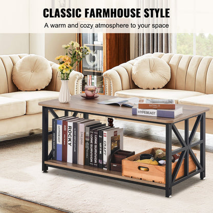 40" Farmhouse Soffbord Rektangulärt bord med öppet förvaringsfack
