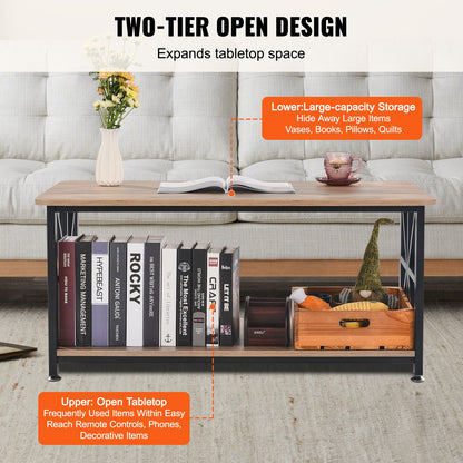40" Farmhouse Soffbord Rektangulärt bord med öppet förvaringsfack