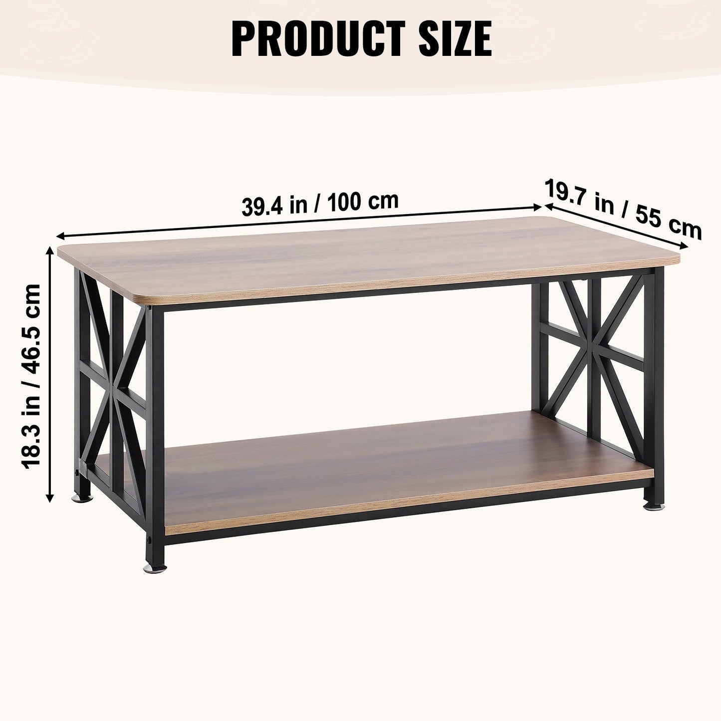 40" Farmhouse Soffbord Rektangulärt bord med öppet förvaringsfack