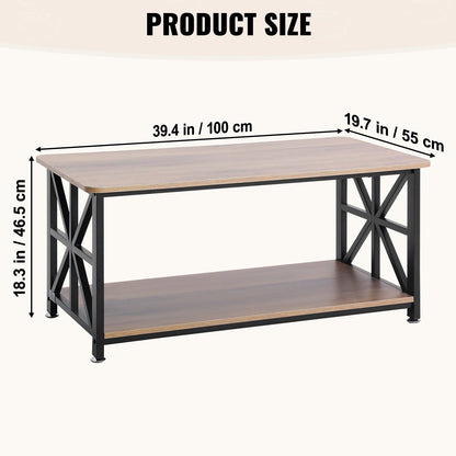 40" Farmhouse Soffbord Rektangulärt bord med öppet förvaringsfack