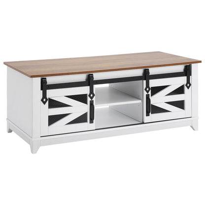 48" Farmhouse Soffbord 2-vånings rektangelbord med skjutbara ladugårdsdörrar