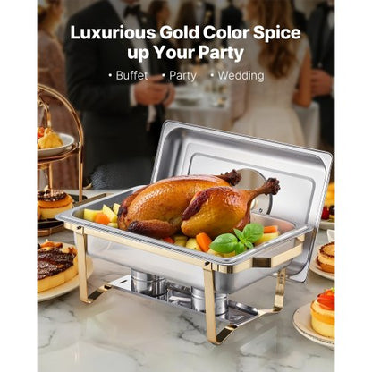 8 Qt 4er-Pack rechteckiges Chafing Dish Buffet-Set Pfanne in voller Größe Edelstahl | EU