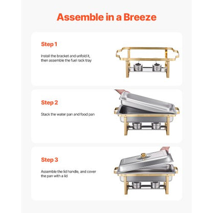 8 Qt 4er-Pack rechteckiges Chafing Dish Buffet-Set Pfanne in voller Größe Edelstahl | EU