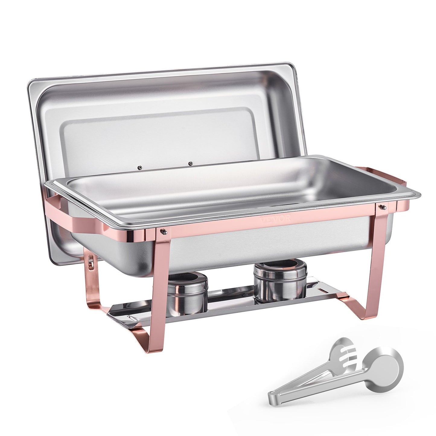 8 Qt 2-pack rectangle chafing dish buffet set full size pan stainless steel