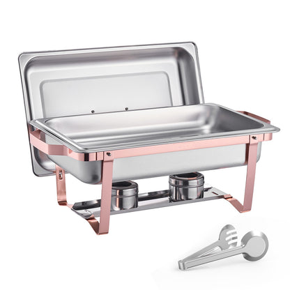 8 Qt 2-pack rectangle chafing dish buffet set full size pan stainless steel