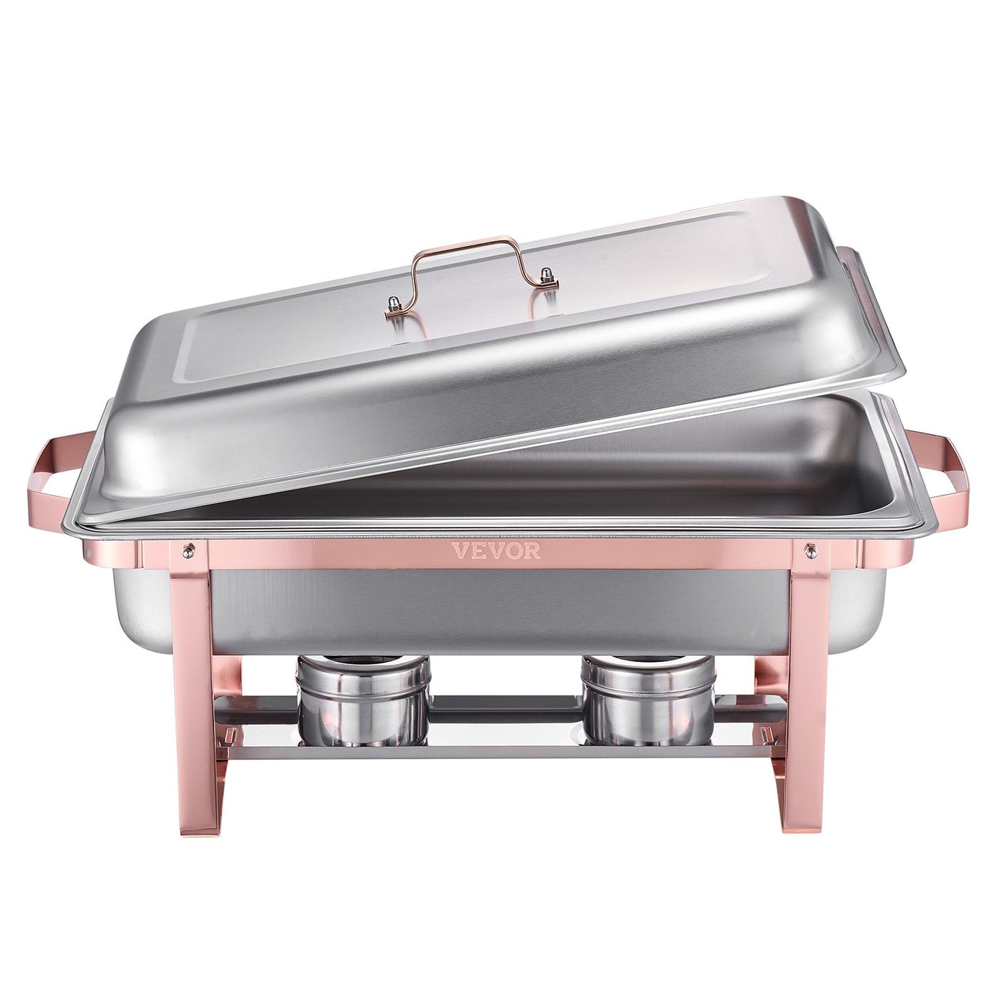 8 Qt 2-pack rectangle chafing dish buffet set full size pan stainless steel