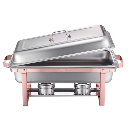 8 Qt 2-pack rectangle chafing dish buffet set full size pan stainless steel