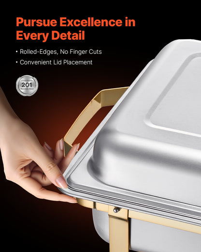 8 Qt 4-pack rektangel skavskål Bufféset i full- och halvstorlek