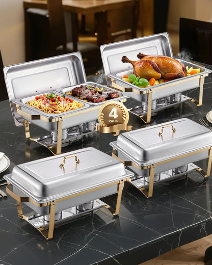 8 Qt 4-pack rektangel skavskål Bufféset i full- och halvstorlek