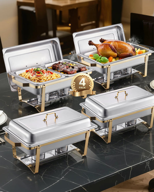 8 Qt 4-pack rektangel skavskål Bufféset i full- och halvstorlek
