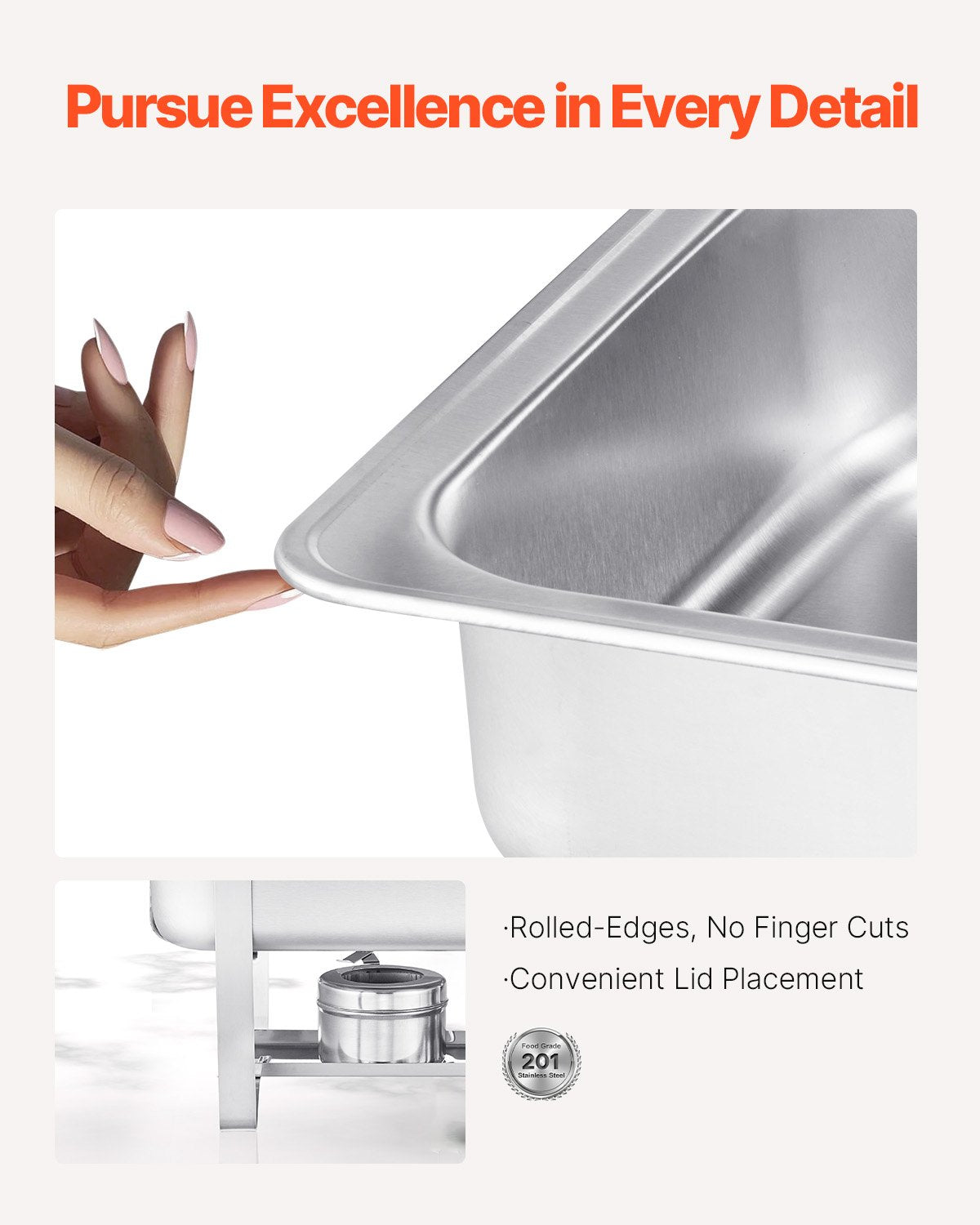 8 Qt 4-pack rectangle chafing dish buffet set full size pan stainless steel